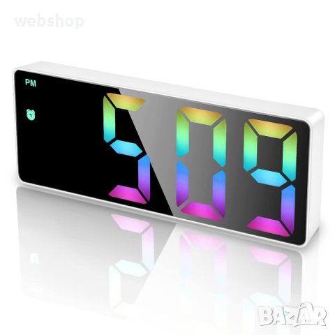 Елегантен Дигитален Часовник с RGB подсветка, LED цветен дисплей, Термометър