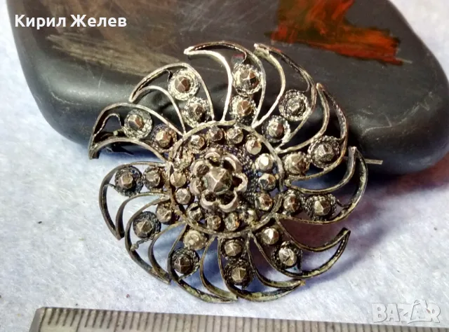 СТАРИННА ФИЛИГРАННА СКЪПОЦЕННА СРЕБЪРНА БРОШКА УНИКАТ ЛАКИРАНО СРЕБРО ВИСОКА ПРОБА с МАРКАЗИТ 43247, снимка 11 - Антикварни и старинни предмети - 48467993