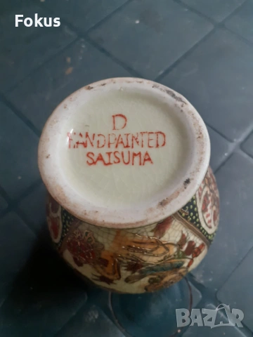 Красива стара ваза порцелан Сатцума Satsuma, снимка 5 - Антикварни и старинни предмети - 53312667