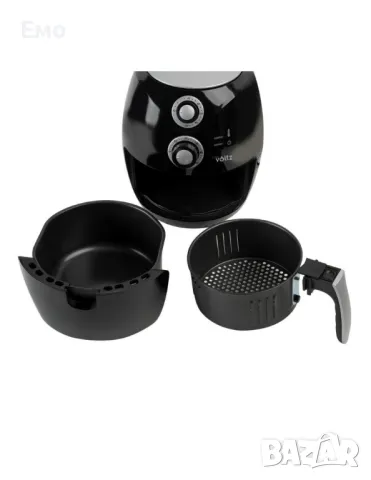 Фритюрник AirFryer, 1600W, 3л., Горещ въздух, Таймер, до 200°C, Черен, снимка 4 - Фритюрници - 47979236