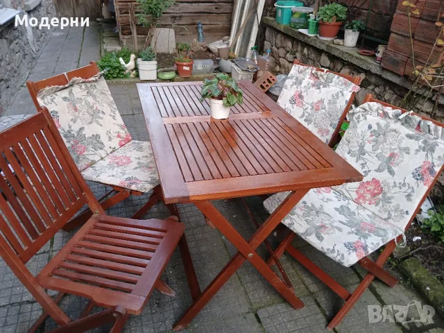Дървена маса и 4 стола , снимка 9 - Градински мебели, декорация  - 49934812