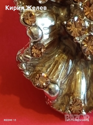 КОЛИЕ във ФОРМАТА на ЦВЕТЕ УКРАСЕНО с ОРАНЖЕВИ КРИСТАЛИ ДИЗАЙНЕРСКО БИЖУ 51876, снимка 5 - Колиета, медальони, синджири - 52501843