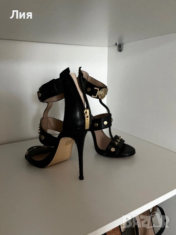 GUESS 35 дамски сандали черни със златно, снимка 5 - Дамски елегантни обувки - 54015942