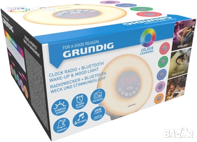 Bluetooth тонколона/часовник с LED лампа Grundig, снимка 3 - Други - 52920425