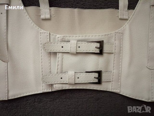 Бял кожен корсет колан р-р XS, S, M, снимка 6 - Корсети, бюстиета, топове - 38966945