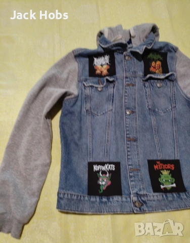 Дънков суичър с нашивки , снимка 3 - Суичъри - 54096955