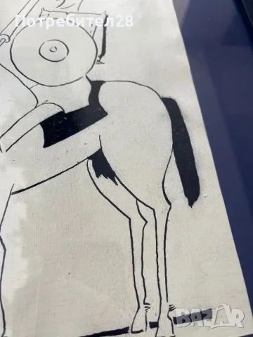 Михаил Вълканов картина - Дон Кихот графика, снимка 5 - Картини - 49210280