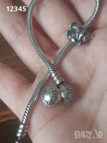 Сребърна гривна 925 Pandora оригинал с висулка коте.