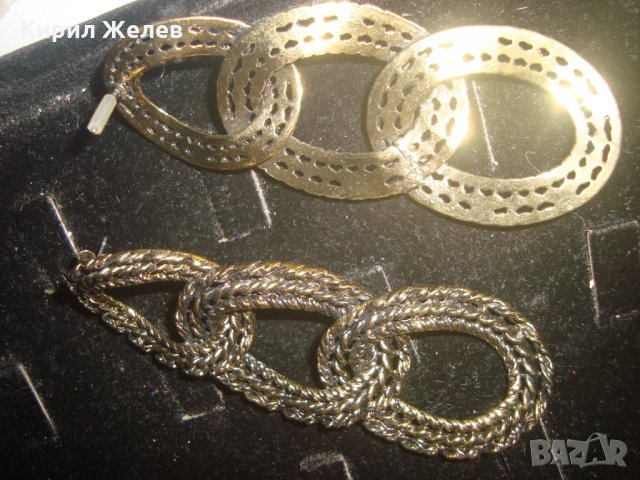 МАСИВНИ ТЕЖКИ БРОНЗОВИ РЕТРО СТИЛНИ ЗЛАТИСТИ МЕСИНГОВИ ОБЕЦИ 9342, снимка 3 - Обеци - 31260047