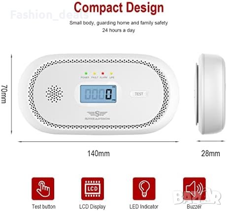 Нов Детектор за въглероден оксид с дигитален дисплей Дом Пътуване, снимка 7 - Други стоки за дома - 42652694