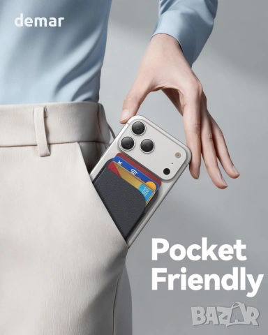 MagSafe портфейл за 5 карти със стойка, RFID блокиране, черен, снимка 5 - Аксесоари за Apple - 54048167