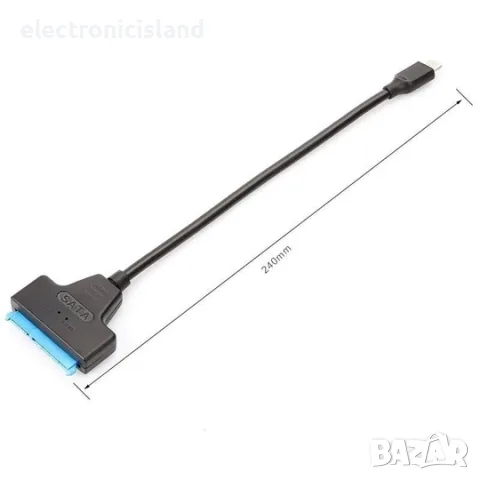 Type-C към USB 3.0 към SATA Адаптер Кабел за 2.5"/3.5" SSD/HDD – Висока Скорост 5Gbps, снимка 5 - Кабели и адаптери - 20954770
