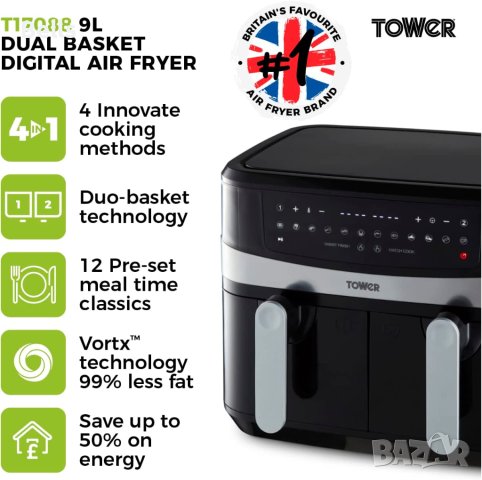  ТОП Air fryer TOWER, снимка 3 - Печки, фурни - 40664406