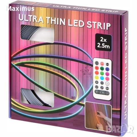 Ултратънка LED лента – 2 x 2.5м (общо 5 метра), снимка 2 - Лед осветление - 53374727