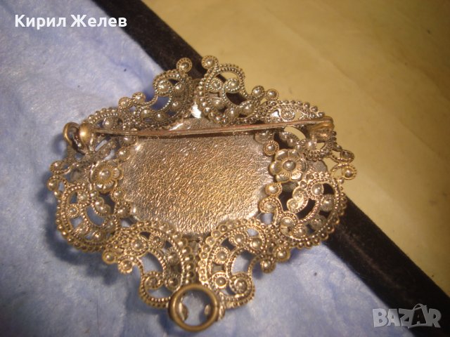 СТАРА ФИЛИГРАННА БРОНЗОВА СКЪПОЦЕННА ПРЕКРАСНА АР НУВО БРОШКА РИСУВАН ПОРЦЕЛАН 27913, снимка 6 - Антикварни и старинни предмети - 37127839