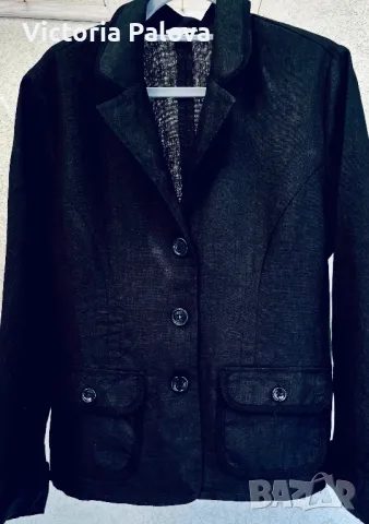 Прекрасно дизайнерско  яке-сако от груб лен LUI E LEY, снимка 8 - Сака - 47656238