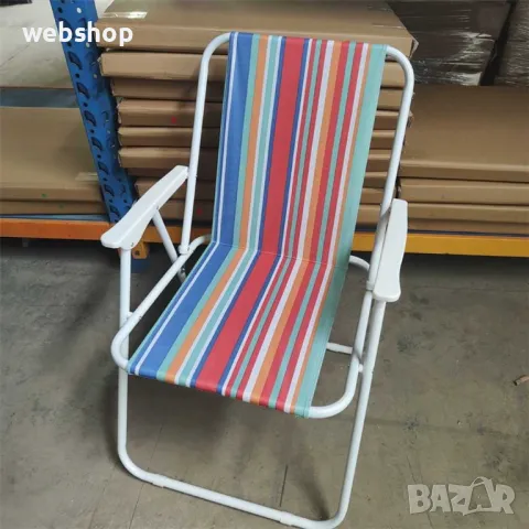 Сгъваем плажен стол, Туристически стол, 53x46,5x74 см, до 110 кг, метал, многоцветен, снимка 3 - Градински мебели, декорация  - 49887290