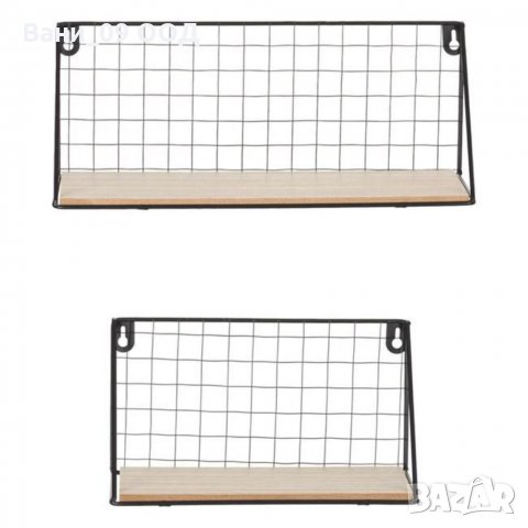 2 броя стенни етажерки от дърво и метал, снимка 3 - Етажерки - 33726118