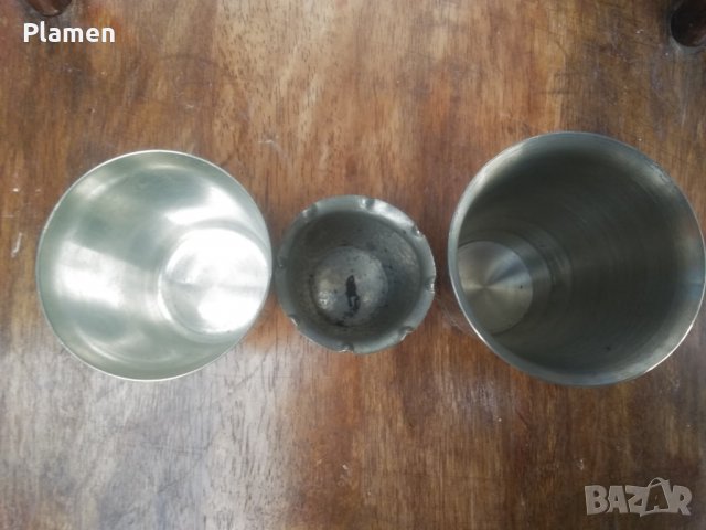 Три калаени чаши с надписи на немски, снимка 4 - Други ценни предмети - 38964275