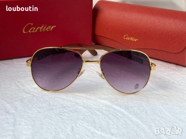 Cartier висок клас мъжки слънчеви очила авиатор с дървени дръжки, снимка 4 - Слънчеви и диоптрични очила - 42814235