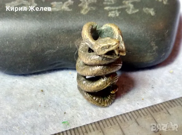 СТАРА МЕСИНГОВА ФИГУРКА - ЗМИЯ МЕТАЛНА СТАТУЕТКА ХУДОЖЕСТВЕНА ИЗРАБОТКА За КОЛЕКЦИЯ 48846, снимка 7 - Колекции - 48729112
