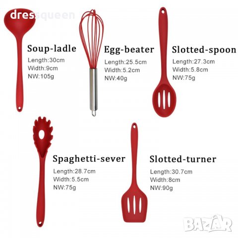 1748 прибори за готвене и сервиране от силикон, 10 бр., снимка 2 - Прибори за хранене, готвене и сервиране - 37273133