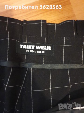 Черен дамски панталон на бели квадрати TALLY WEIJL, снимка 3 - Панталони - 42882671
