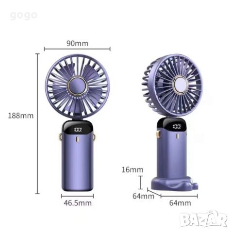 Преносим вентилатор 3 в 1 с 5 скорости и цифров дисплей, снимка 6 - Вентилатори - 50395986