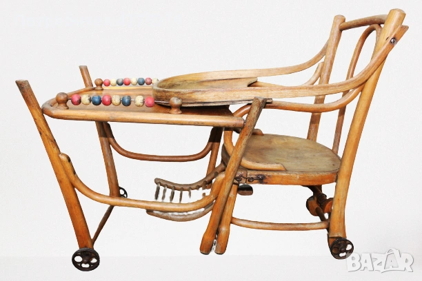 Винтидж ретро детско столче трансформер - маса и стол, Thonet стил, снимка 6 - Столчета за хранене - 53948941