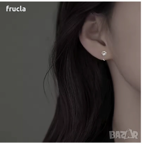 Сребърни Обеци Лапи, снимка 3 - Обеци - 53947948