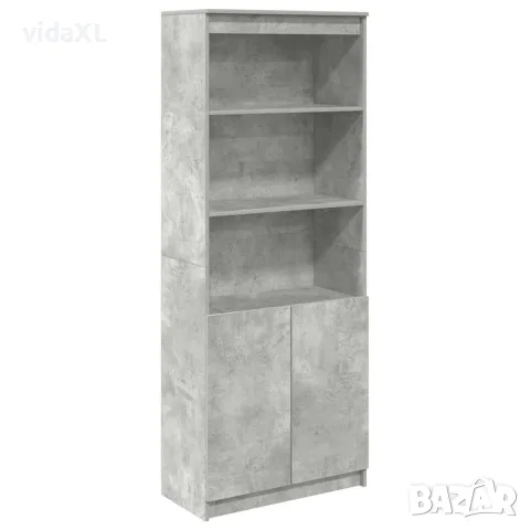 vidaXL Висок шкаф, бетонно сив, 70x35x180 см, инженерно дърво