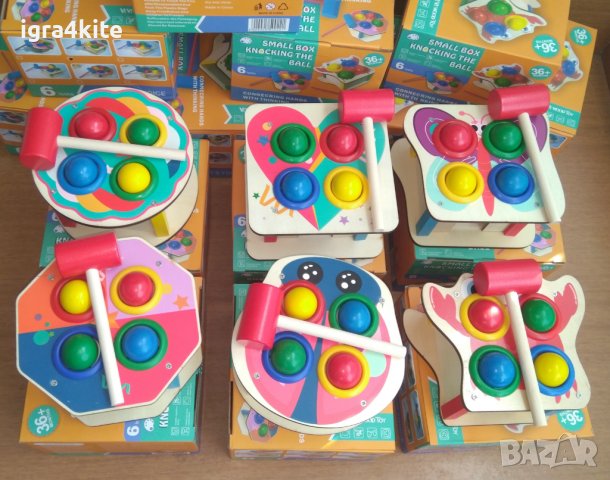 Ново - 6 модела дървени масички с топки и чук за урдяне / дървени играчки  , снимка 7 - Играчки за стая - 36875133