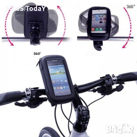Водоустойчив калъф за телефон за велосипед, Стойка за телефон за колело универсална, чер, снимка 1 - Аксесоари за велосипеди - 31947407