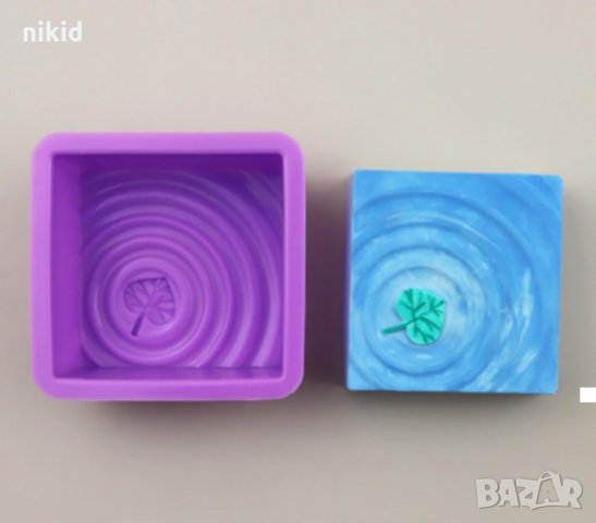 Релефен квадрат с листенце силиконов молд форма калъп за фондан сапун гипс шоколад 