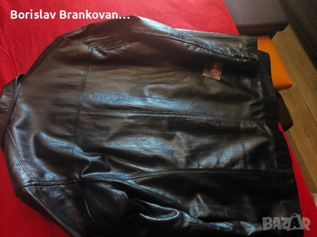 Ново мъжко черно кожено сако, снимка 3 - Якета - 51441210