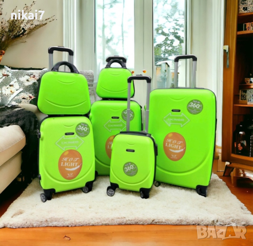пътнически куфар комплект 6бр 100% ABS+разширение 5см/4 колела 360°, снимка 6 - Куфари - 44792767
