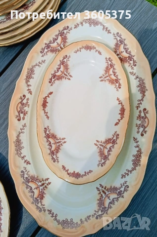 Рядък ,порцеланов сервиз за хранене,луксозна серия на Изида , снимка 5 - Антикварни и старинни предмети - 54201207
