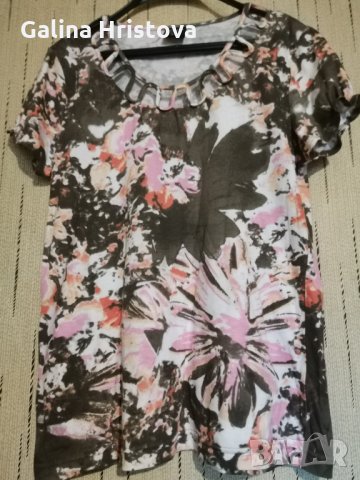 СТРАХОТНА БЛУЗКА НА ЦВЕТЯ РАЗМЕР XL , снимка 2 - Тениски - 29631787