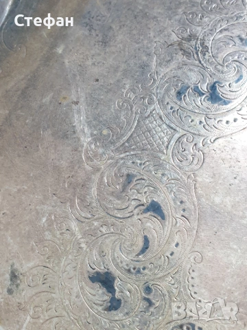 Масивен посребрен поднос, снимка 4 - Антикварни и старинни предмети - 53077528