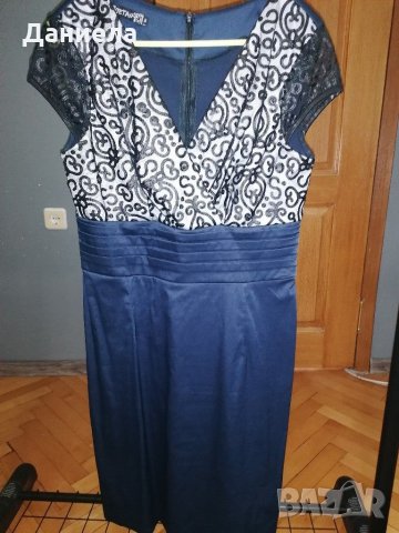 Елегантна тъмно синя рокля, снимка 2 - Рокли - 30578600
