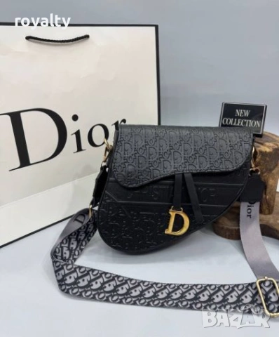 Christian Dior Нова Черна Кожена Дамска Чанта 