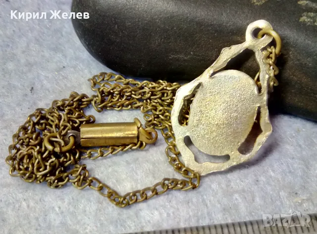 Стара ЗЛАТИСТА ИЗТОЧНОПРАВОСЛАВНА ИКОНКА с МЕСИНГОВА ВЕРИЖКА 48839, снимка 6 - Антикварни и старинни предмети - 48818628