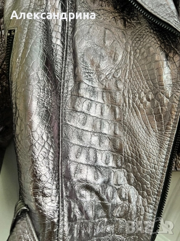 Дамско сребърно яке от естествена кожа , снимка 5 - Якета - 51944649