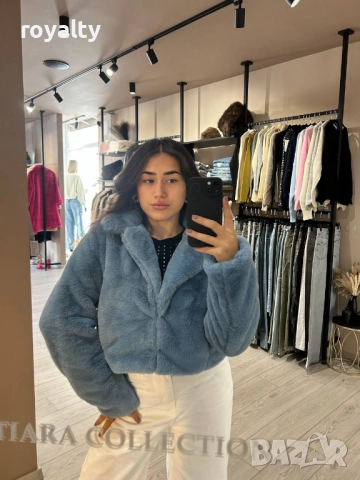 Късо Синьо Дамско Палто , снимка 4 - Палта, манта - 52885282