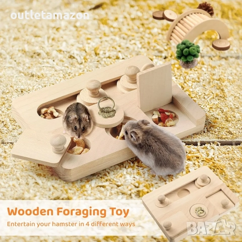 Дървена хранилка за хамстери, снимка 4 - Хамстери - 52429771