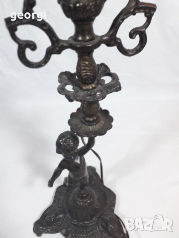 Ретро настолна месингова лампа   4/6, снимка 4 - Настолни лампи - 34511429