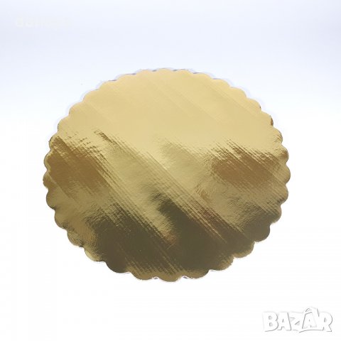 2598 Картонена кръгла подложка за торта поднос, 30см, къдрава, златиста, снимка 2 - Други - 35379570