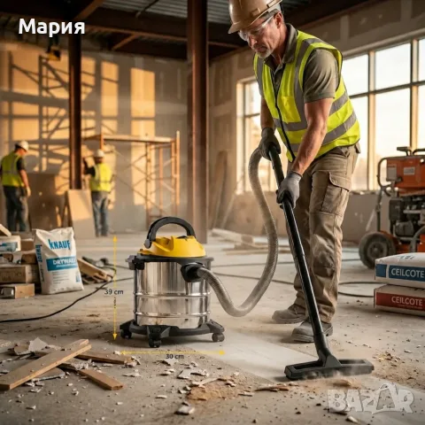 Прахосмукачка Dictrolux 3-в-1 – Мощна и идеална за твърди частици и течности с капацитет от 15 литра, снимка 3 - Прахосмукачки - 55709432