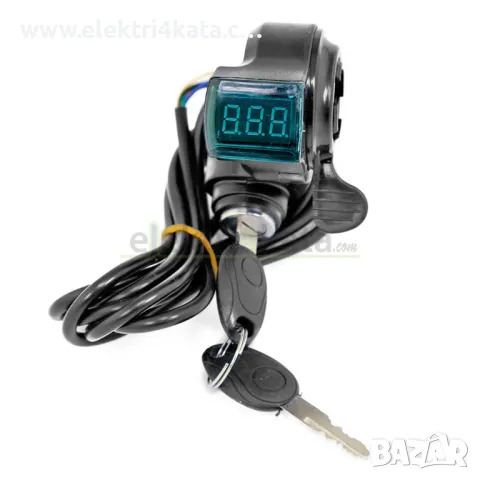 Акселератор (палец) за газта 12V-72V с индикатор и контактен ключ, снимка 2 - Части - 47498990