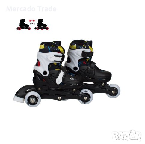Детски ролери Mercado Trade, За деца, Регулируеми, 2 в 1, Черен - Бял, снимка 3 - Детски велосипеди, триколки и коли - 44491893